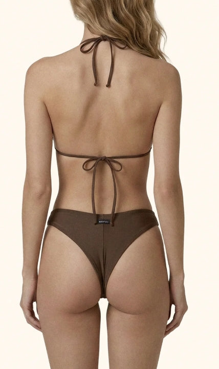 ME FUI Bikini Donna Triangolo con Slip Americano Fisso Marrone SW0430-BN