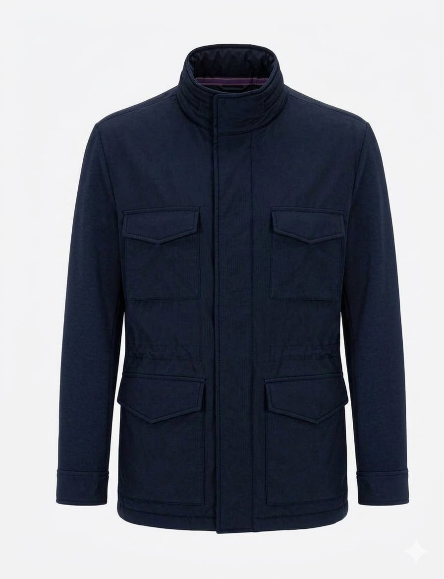 DISTRETTO12 Field Jacket Klimt in Nylon Tecnico Imbottito BLU