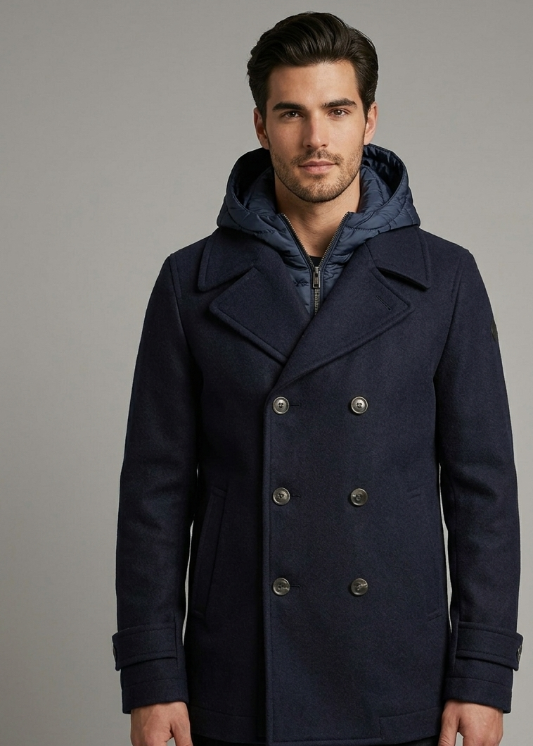 DISTRETTO12 PEACOAT H. CHEST CARLOS BLU