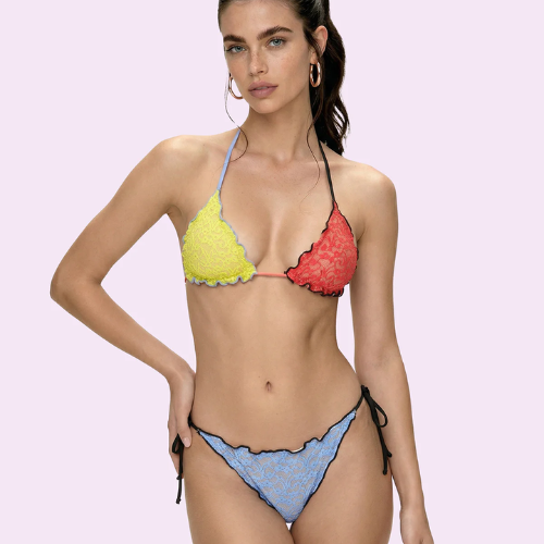 BIKINI F**K Crazy Triangolo con Slip Regolabile Celeste FC26-SW0312 CL