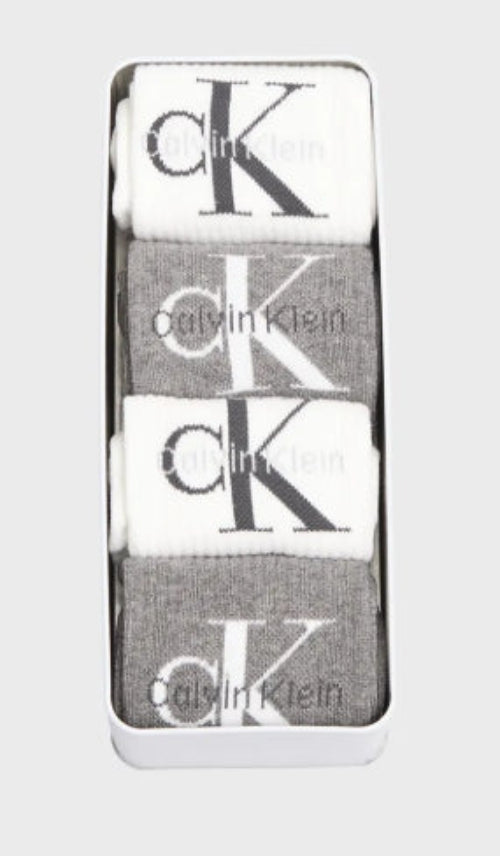 CALVIN KLEIN BOX 4 PAIA CALZE  701235982 bianco grigio