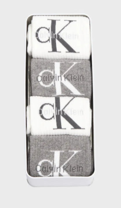 CALVIN KLEIN BOX 4 PAIA CALZE  701235982 bianco grigio