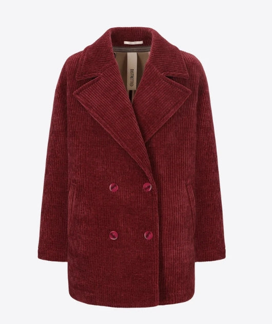 DISTRETTO12 Peacoat Alba in Velluto 500 Righe Accoppiato Vino