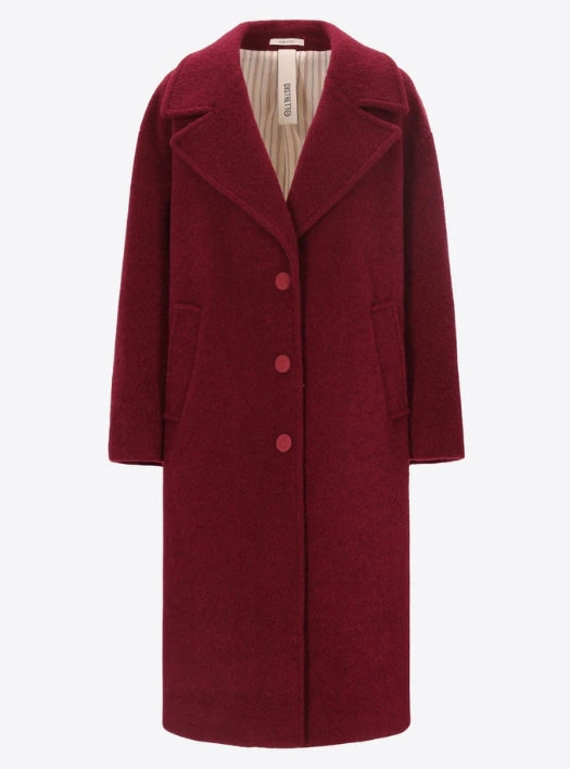 DISTRETTO12 Cappotto Fiordaliso in Lana Cotta Vino