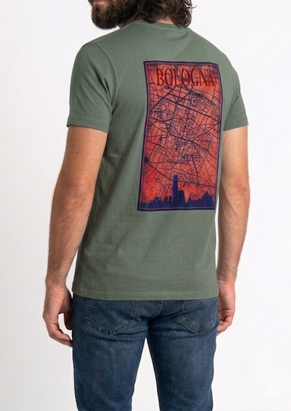 PATTERN PER BOLOGNA TSHIRT MEZZA MANICA COTONE MAPPA BOLOGNA SCHIENA KAKI