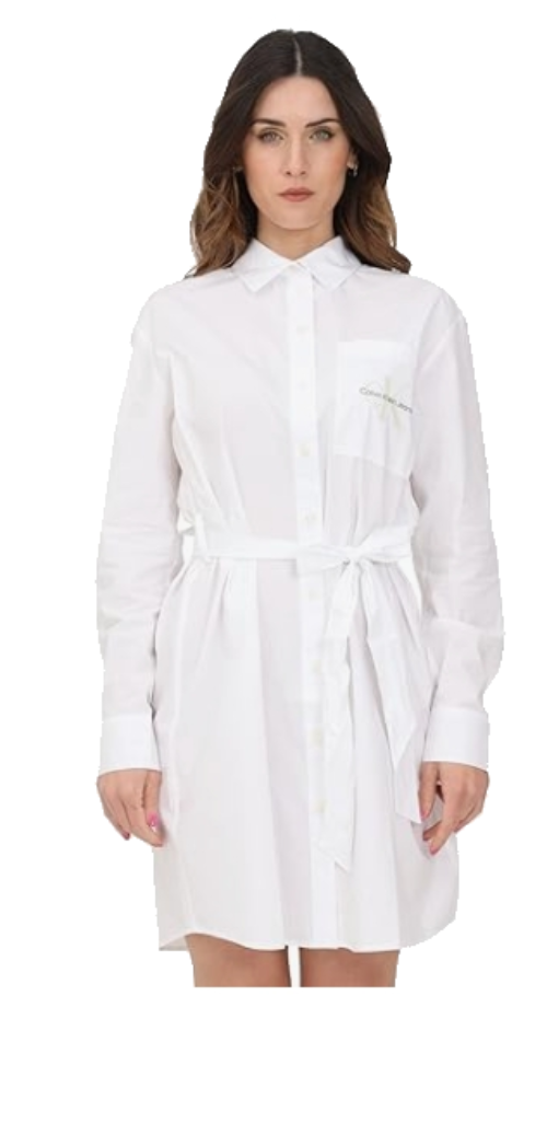 CALVIN KLEIN ABITO CON CINTURA J20J218711 BIANCO