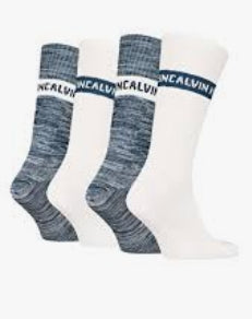 CALVIN KLEIN BOX 4 PAIA CALZE  bianche/azzurre 701235983