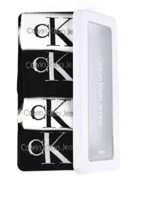 CALVIN KLEIN BOX 4 PAIA CALZE  bianco/nero 701235982