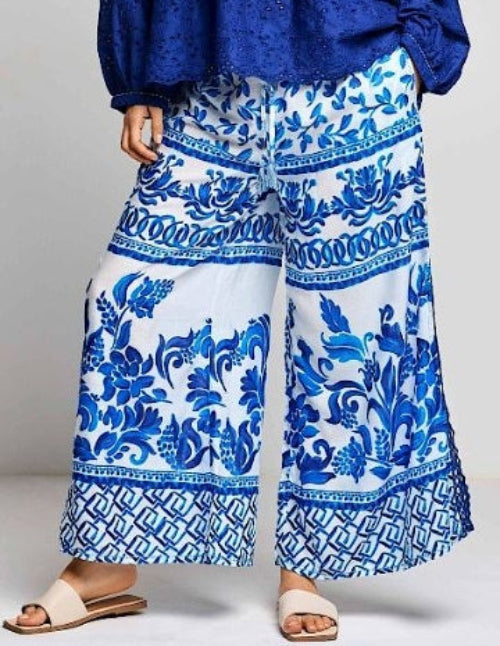 DAVID PANTALONE LARGO DB26-018 FANTASIA BIANCO BLU
