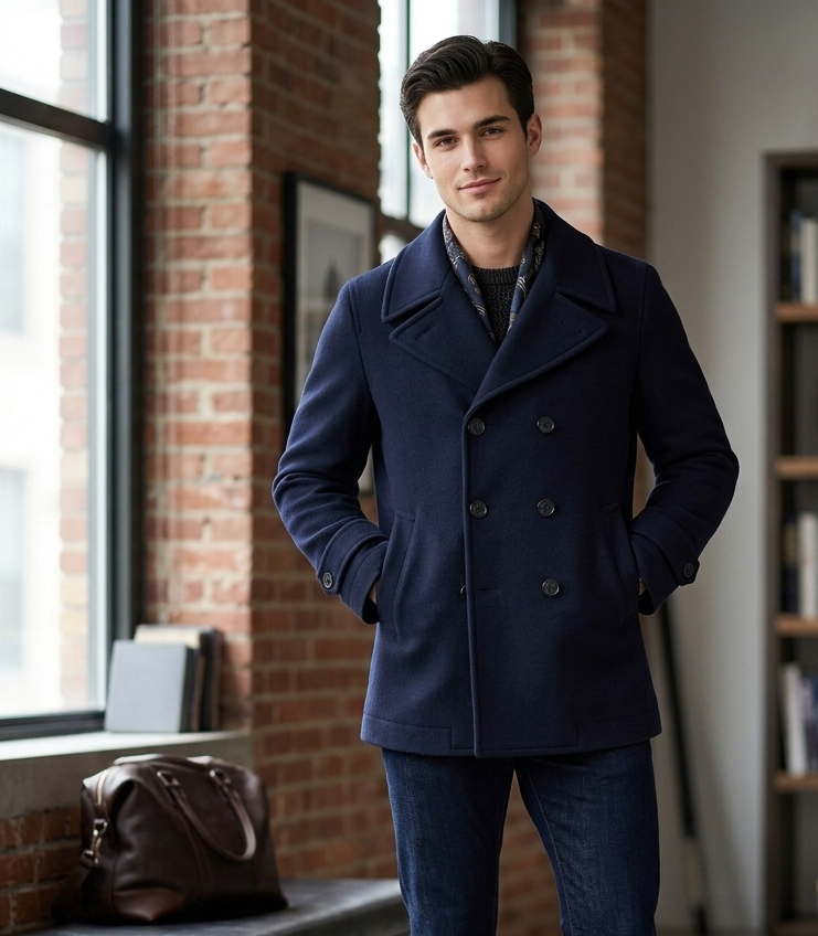 DISTRETTO12 PEACOAT MANCHESTER BLU