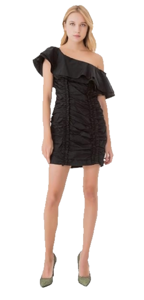 GAELLE  ABITO IN TAFFETA' NERO GBD6534