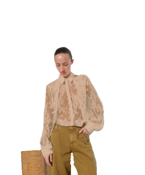 H2O CAMICIA IN PIZZO SAMINI BEIGE MANICHE APERTE