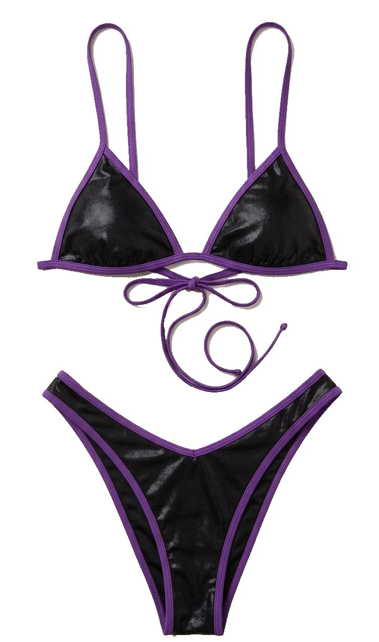 ME FUI BIKINI MF25 0805 BK NERO E VIOLA A PERIZOMA TG M