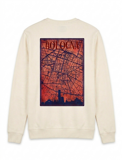 PATTERN PER BOLOGNA FELPA GIROCOLLO STAMPA MAPPA BOLOGNA SCHIENA col OFF-WHITE