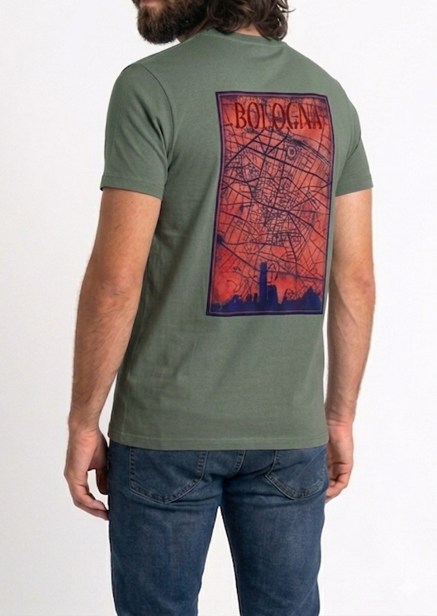 PATTERN PER BOLOGNA TSHIRT COTONE MAPPA BOLOGNA SCHIENA KAKI