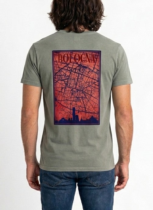 PATTERN PER BOLOGNA TSHIRT COTONE MAPPA BOLOGNA SCHIENA KAKI