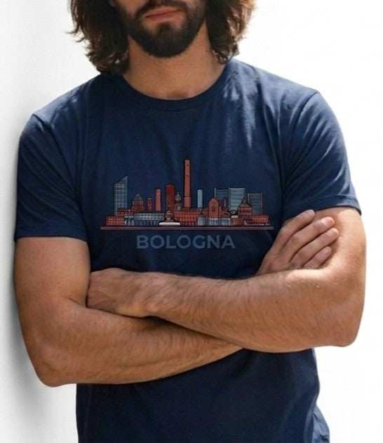 PATTERN PER BOLOGNA TSHIRT COTONE SKYLINE BOLOGNA BLU