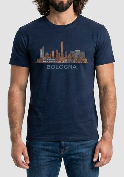 PATTERN PER BOLOGNA TSHIRT COTONE SKYLINE BOLOGNA BLU