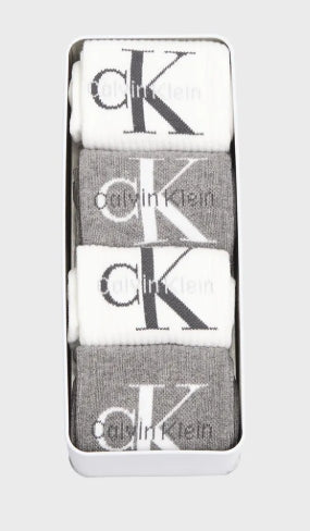 CALVIN KLEIN BOX 4 PAIA CALZE  701235982 bianco grigio
