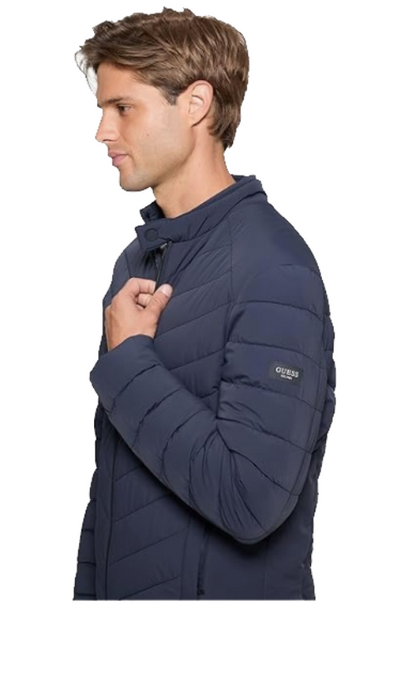 Guess M4YL05WG9O2 Giubbino Trapuntato con Tasche e Chiusura Zip, Blu